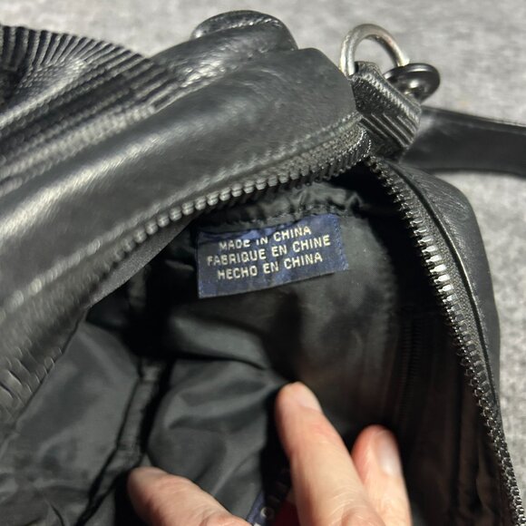 Vintage 90s Y2K TOMMY HILFIGER Leather Satchel Handbag Shoulder Bag BLACK - Picture 7 of 11
